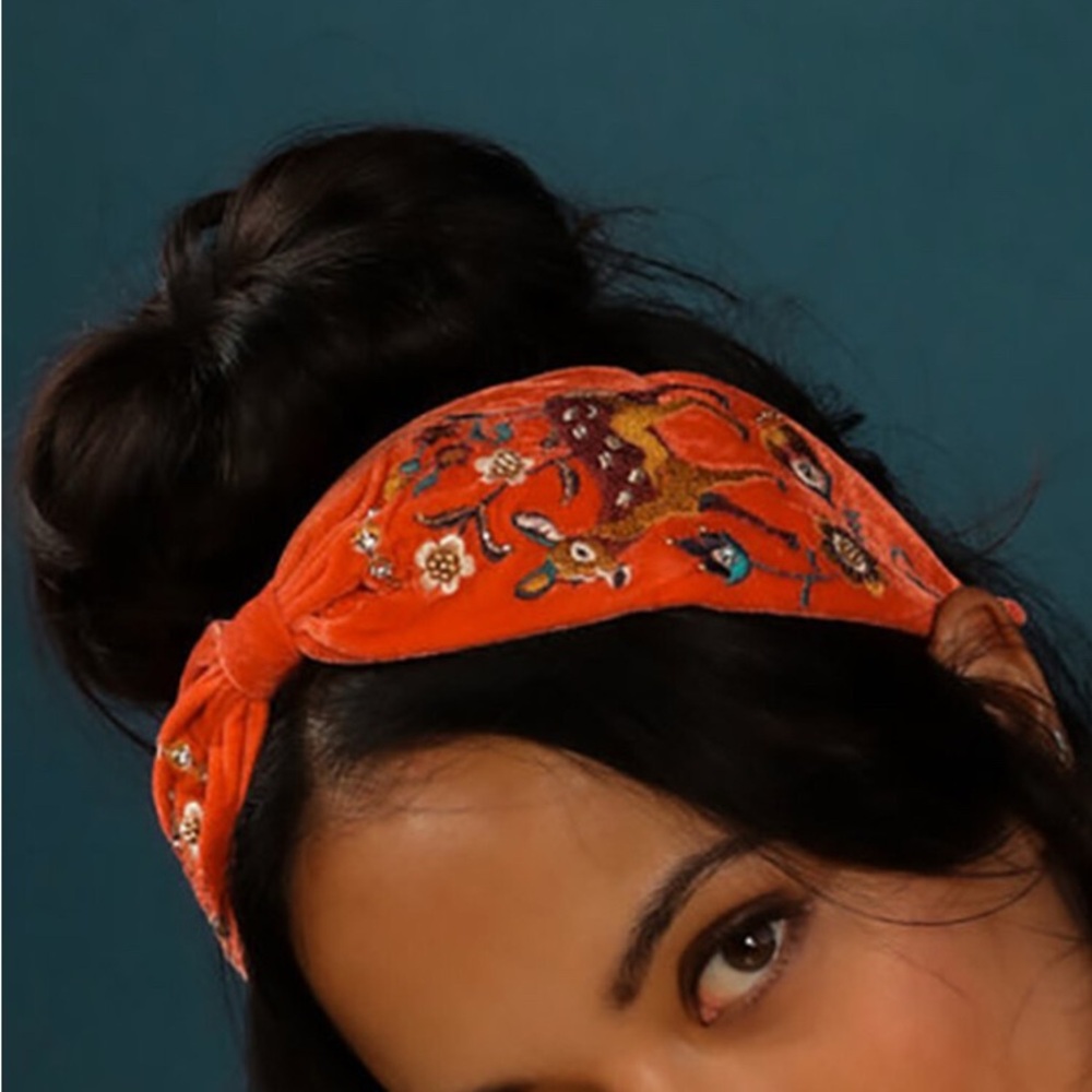 NWT Embroidered Orange Headband NWT never work